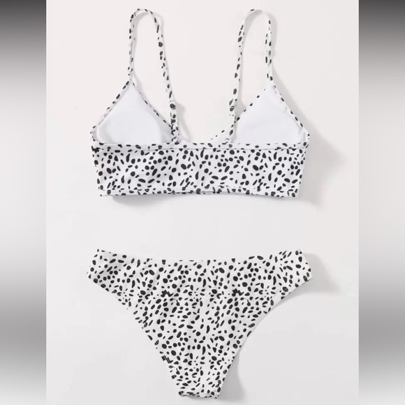 SHEIN Black and White Dalmatian Print Bikini Set - Picture 2 of 6